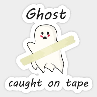 Cute halloween ghost caught on tape Sticker